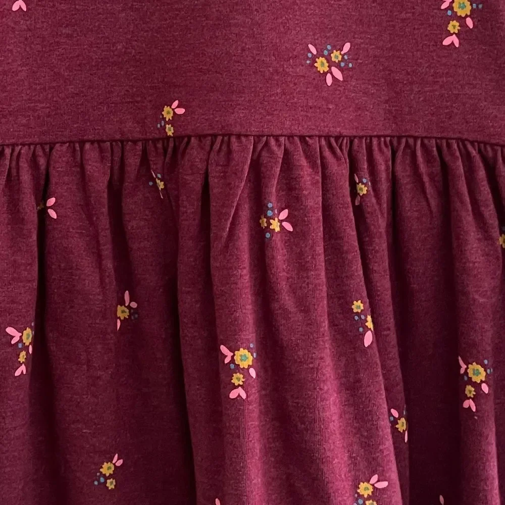 😊 3/$30 NEW🏷 Girls Cotton Blend Dress Sz 4 Burgundy Floral Cat & Jack